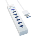 Multi-Port USB 7 En 1 Avec Contact + Cle USB 8Gb Offerte  - Blanc