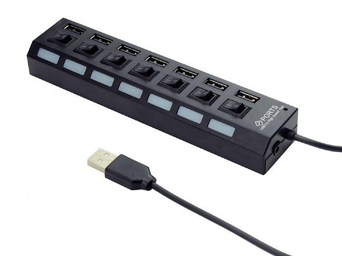 Multi-Port USB 7 En 1 Avec Contact - Noir