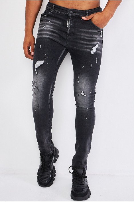 Jean noir Icon 2 déchiré et taché