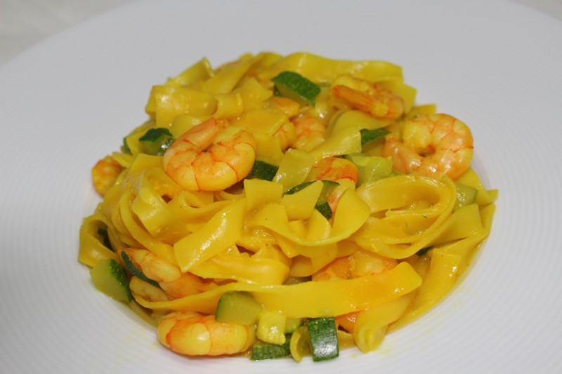 Tagliatelle aux gambas &amp; curry