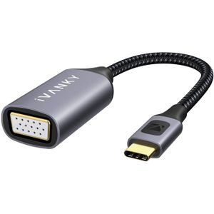 USB C VGA, IVANKY Adaptateur USB C Vers VGA En Nylon Tressé, Adaptateur USB-C Vers VGA Pour MacBook Pro 2017/2018/2016, Dell XPS 15/13, Samsung S8/S9/S10