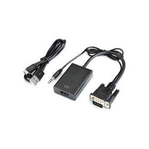 Adaptateur Convertisseur VGA Mâle Vers HDMI Femelle Sortie 1080 P HD+Audio TV AV HDTV - Noir