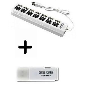 Multi-Port USB 7 En 1 Avec Contact + Cle USB 32Gb Offerte
