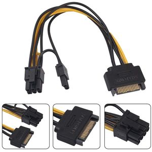 Cable D'alimentation SATA 15 Pin Male Vers 8 (6 +2)Pin Male PCIE - Noir/Jaune