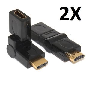 2x Connecteurs HDMI Male-femelle Pivotant Angle 360° - Noir