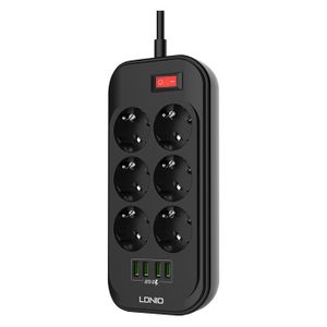 Ldnio Multiprise SE6403 - Defender Series - 6 Prises - 4 Ports USB - Cordon D'Alimentation De 2m