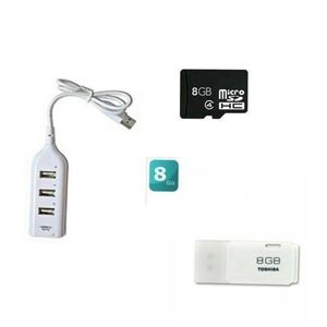 Adaptateur  Multiports USB Compatible 4 En 1 + (Clé USB - 8GB + Carte Mémoire 8GB 100%)