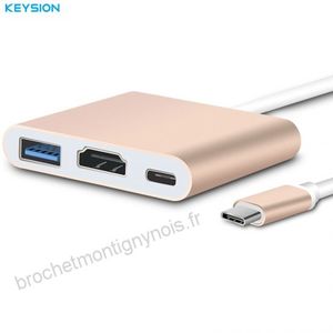 Hub USB -C Vers USB/HDMI/USB-C Pour PC Et Macbook - Gris - 4K