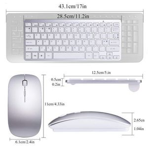 Mini Clavier AZERTY  Et Souris Combinés Sans Fil - Blanc