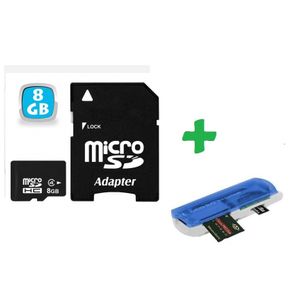 Carte Mémoire 8 Go Micro SDHC  Pour Smartphones Et Appareils Photo + 1 Lecteur Multicartes Offert