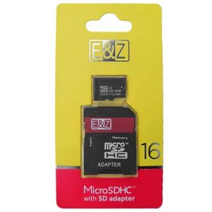 E&amp;Z Carte Mémoire Microsdhc De 16 Go Avec Adaptateur Sd - Noir