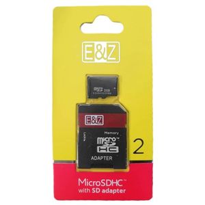 E&amp;Z Carte Mémoire Microsdhc De 2 Go Avec Adaptateur Sd - Noir