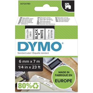 Dymo D1 Étiquettes Noir Sur Blanc Rouleau (6mm X 7m) - 1 Rouleau