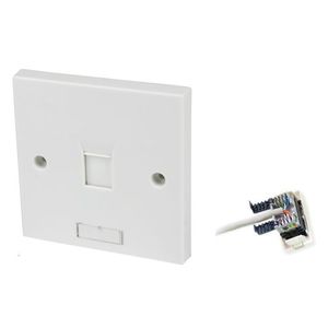 Prise Murale Universelles Cat5/6 - 1x Ports RJ45 - Protégés- Apparent/encastré - Blanc