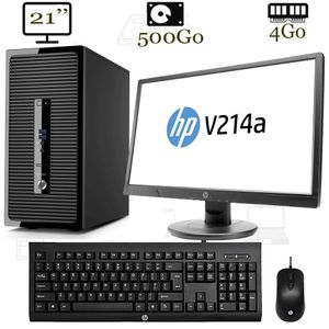 Hp Ordinateur De Bureau ProDesk 400G7 MT- 21" - 4Go Ram - 500 Go - Intel Core I5 - Noir  - Garantie 6 Mois