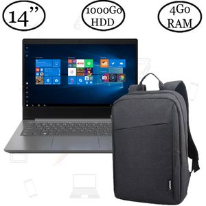 Lenovo Ideapad V14 IGL - 1000Go HDD - 4Go Ram - 14" - Dual Core - Gris - Garantie 6 Mois - Sac Offert