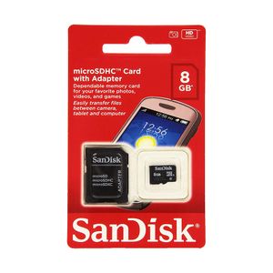 SanDisk Carte Mémoire + Sd Adapter - 8Go - Noir