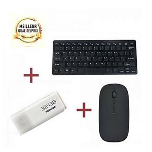 Toshiba Clé USB 32Go + Souris Sans Fil Pro + Mini Clavier Sans Fil AZERTY