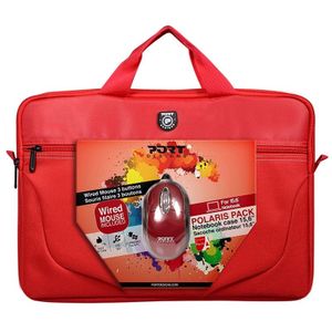 Portdesign Polaris II  - Sacoche Pour Ordinateur Portable 15.6 Pouces - Rouge - Fourni Avec Souris USB - Garantie 12 Mois