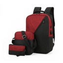 Sac à Dos élève 3 En 1 Cartable Enfant Fille/ Garçon CM Collège Lycée/bureau - Noir/Rouge
