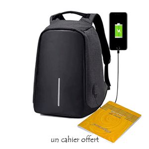 Sac à Dos Intelligent Avec USB Port - Antivol - Résistant A L'eau + 1 Cahier Offert
