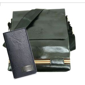 Sac A Bandoulière Pour Homme+Portefeuille Offert - Noir