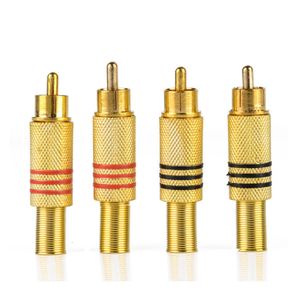 Lot De 4 Fiche RCA CINCH Audio Adaptateur Mâle Connecteur Avec Métal Ressort - Or