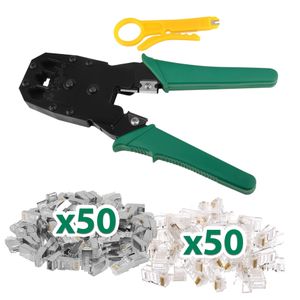 Pince à Sertir Professionnelle + 100 Connecteurs RJ-45