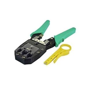 Pince à Sertir Professionnelle - RJ45 / RJ12 / RJ11 / RJ09 - Avec Crémaillère - Vert/Noir/Jaune
