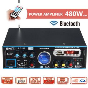Radio Fm D'Amplificateur De Puissance Stéréo Bluetooth Bt-266 Avec Télécommande - Noir