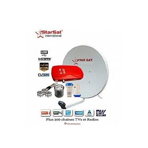 Starsat Kit Satellite Et Tnt: Décodeur (tnt) + Parabole 65 Cm + LNB Tête De Satellite + Câble TV Sans Abonnement Pour N'importe Télé