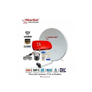Starsat Kit Satellite : Décodeur + Parabole 65 Cm + LNB Tête De Satellite + Câble TV