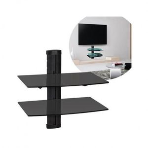 Ilux Support Mural DVD En Verre -2 Niveaux - Noir