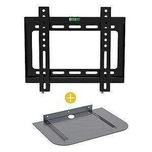 Support Mural Fixe - Compatible - TV - 14-42 Pouces + Support Mural DVD/Décodeur - Noir