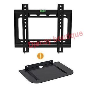 Support Mural Fixe TV 14 À 42" + Support Mural DVD/Décodeur - Noir