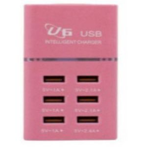 Prise USB U6 6 Ports Chargeur Intelligent- Rose