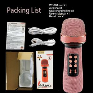 WS-898 Bluetooth Micro Main Sans Fil Karaoké Double Haut-Parleur Micro À Condensateur Joueur Chanter Pour IOS Android Smart TV
