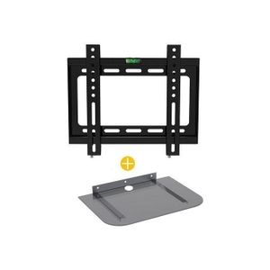 Support Mural Fixe - Compatible - TV - 14 à 42 Pouces + Support Mural DVD/Décodeur - Noir