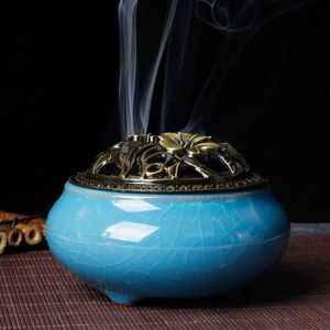 Encensoir Rond En Céramique, Brûleur D'encens Classique Avec Couvercle, Encensoir En Porcelaine