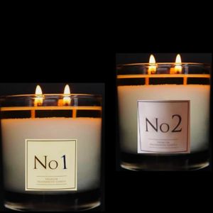 8 Scents 2 Bougies à 2 MÈCHES Parfumée PREMIUM N°1 Et N°2 VANILLE/SOJA-SANTAL
