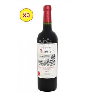 Bordeaux Lot De 3 Vin Rouge Bordeaux Château Jalousie - 75Cl - 13% Vol - France