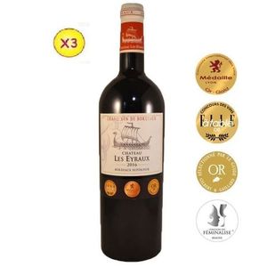 Bordeaux Lot De 3 Vin Rouge Bordeaux Château Le Faure - 75Cl - 13.5 % Vol - France