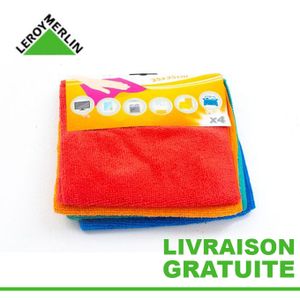 Leroy Merlin Lot De 4 Chiffons Microfibre 35x35 - Couleurs Assorties - Pochettes