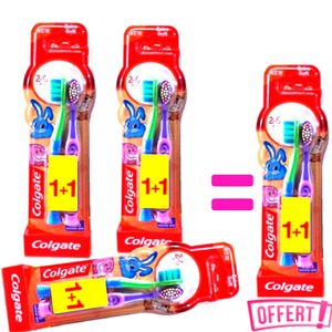Colgate De 2 à 6 Ans - 3 KITS De 6 BROSSES À DENT Enfant (1+1) = 1 KIT De 2 BROSSES OFFERTES