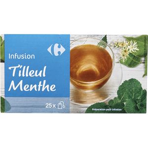 Carrefour Thé Infusion Tilleul Menthe X25