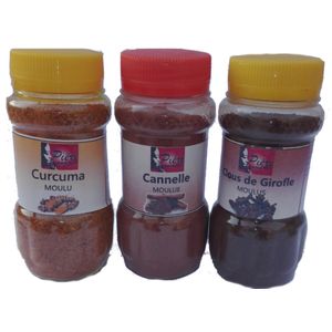 Piri Clous De Girofle 85g + Cannelle 85 G + Curcuma 85 En Poudre  - Multicolore