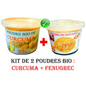 Kit 2 Poudres Bio : Curcuma + Fenugrece