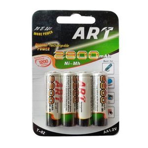 Art Piles AA 4 Piles Rechargeables ART - 2800 MAH - Blanc/Vert