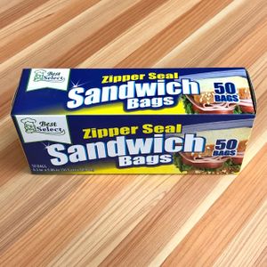 Zipper Sacs Plastics Pour Sandwich Lot De (4 X 50) - Transparent