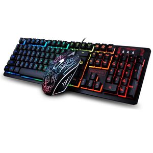 Clavier Souris Combo Rainbow Led Rétroéclairé K13 - Noir